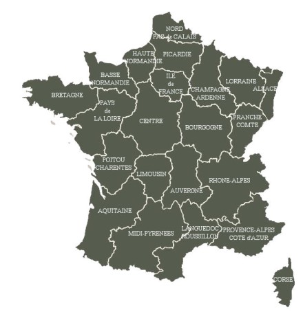 Carte des rgions de France
